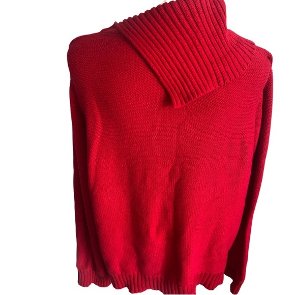 SAG HARBOR SPORT Women’s Red Asymmetrical Lapel Collar Sweater Size XL - Picture 4 of 5